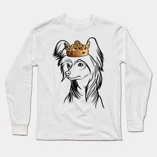 Chinese Crested Dog King Queen Wearing Crown Long Sleeve T-Shirt